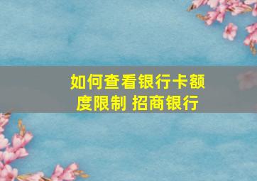 如何查看银行卡额度限制 招商银行